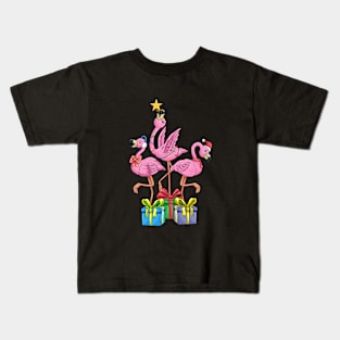 Flamingo Christmas funny Christmas tree Gift Kids T-Shirt